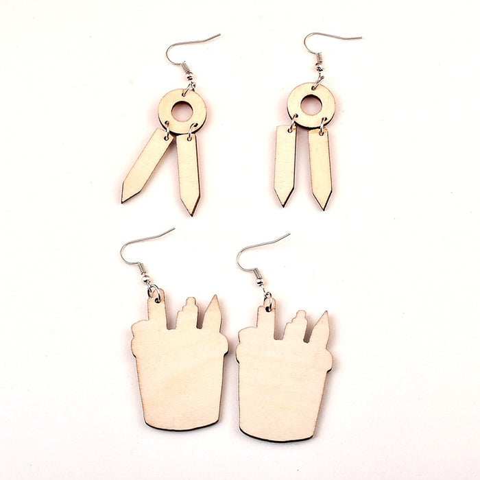 Wholesale Graduation Season Wood Chips Earrings JDC-ES-XLL002