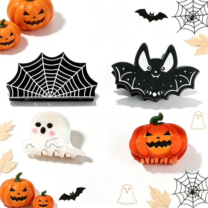 Wholesale Stylish  Shark Claw Hair Clips Ghost Pumpkin Black Cat Print Women Hair Accessory