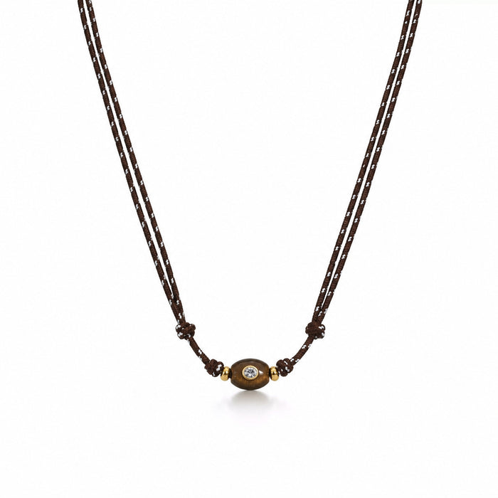 Wholesale Modern Geometric Natural Stone Pendant Necklace With Woven Rope And Adjustable Slip Knot For Women Casual Fashion Accessory
