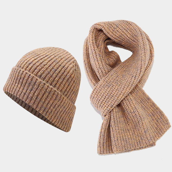 Wholesale Winter Two-Tone Striped Thick Fashionhat and f Set
