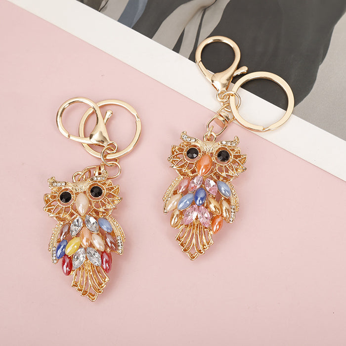 Wholesale Owl Diamond Zinc Alloy Keychain JDC-KC-MeiF002