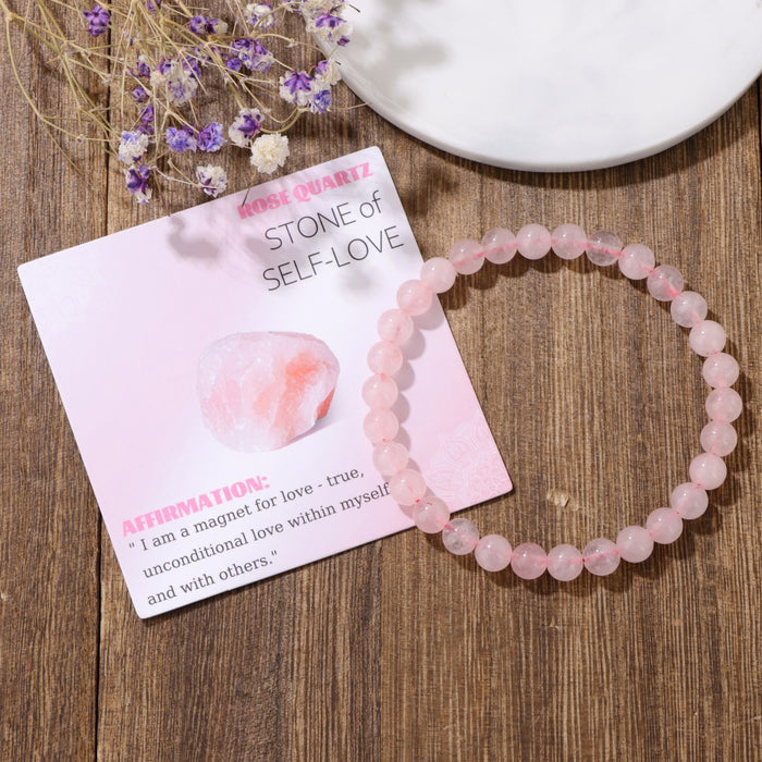 Wholesale 6mm stone bead bracelet with elastic cord card packaging