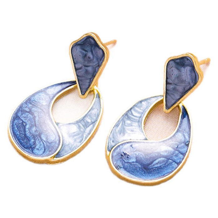 Wholesale Color blocking earrings, niche design, high-end earrings and accessories