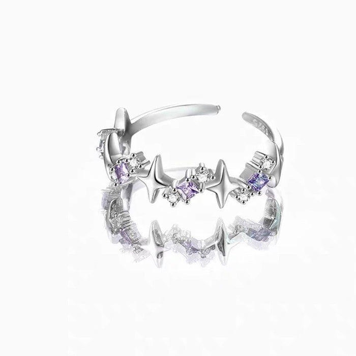 Wholesale Love four pointed star index finger opening ring, niche design, layered ring