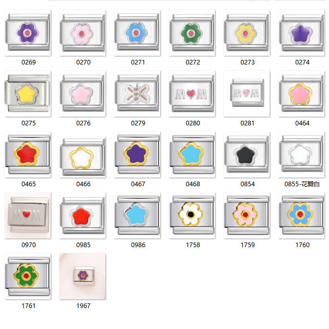 Wholesale Mother' s Day Series Stainless Steel Italian Flower Bracelet DIY Module Combination Jewelry