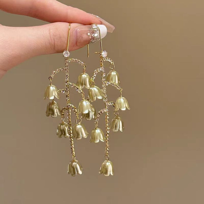 Wholesale Beaded flower tassel earrings with temperament earrings
