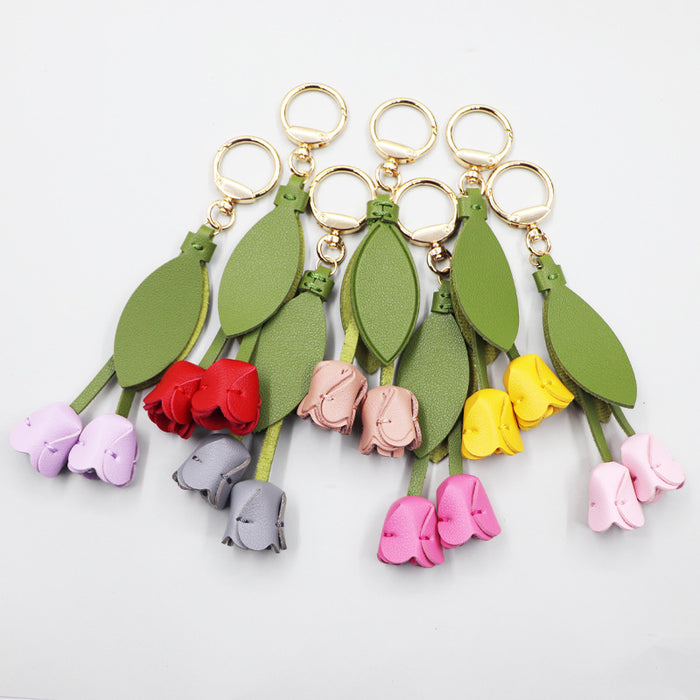 Wholesale tulip keychain cute personality car key bag pendant