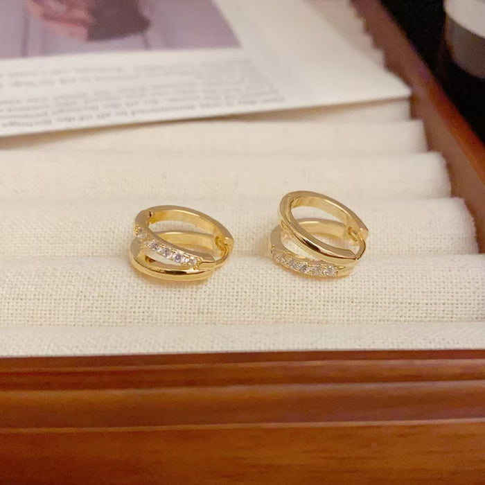 Wholesale Fashionable Exquisite Double-layer Hollow Zircon Ear Ring Ear  Sense Earrings