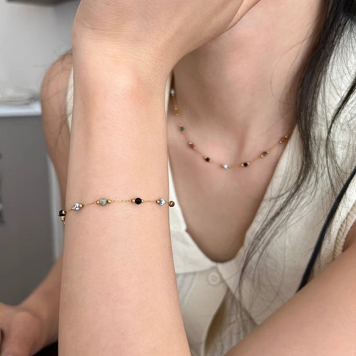 Wholesale  Niche  Simple Silk  Beaded Necklace Bracelet Set for Women