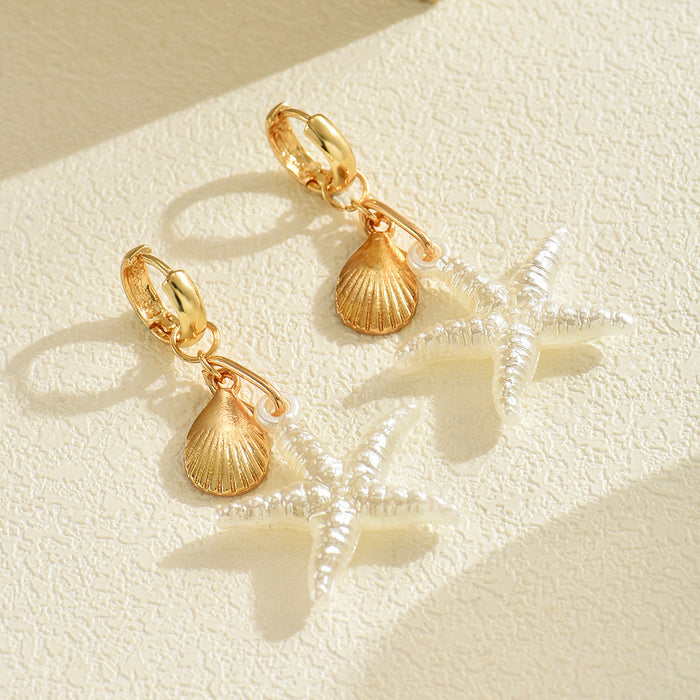 Wholesale Alloy Scallop Earrings Accessible Luxury High-End Stylish Versatile Starfish Earrings for Women