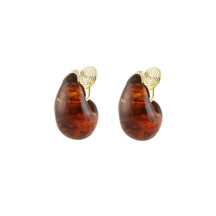Wholesale stud earrings brown earrings water drop clip without pierced ears