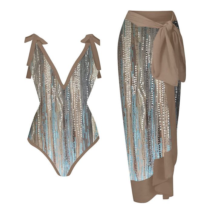 Wholesale Conjoined conservative vacation beach hot spring swimsuit retro one-piece biki