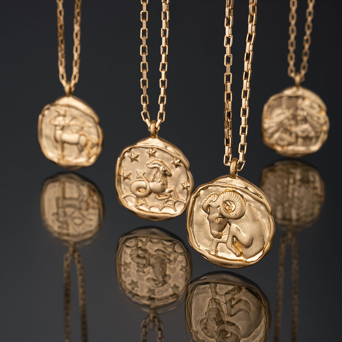 Wholesale Titanium Steel Zodiac Oval Pendant Necklace