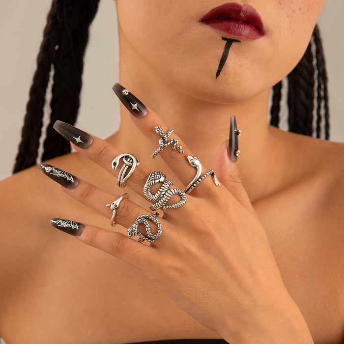 Wholesale Punk Style Skull Snake Ring Set Alloy Fashion Accessory MOQ≥2