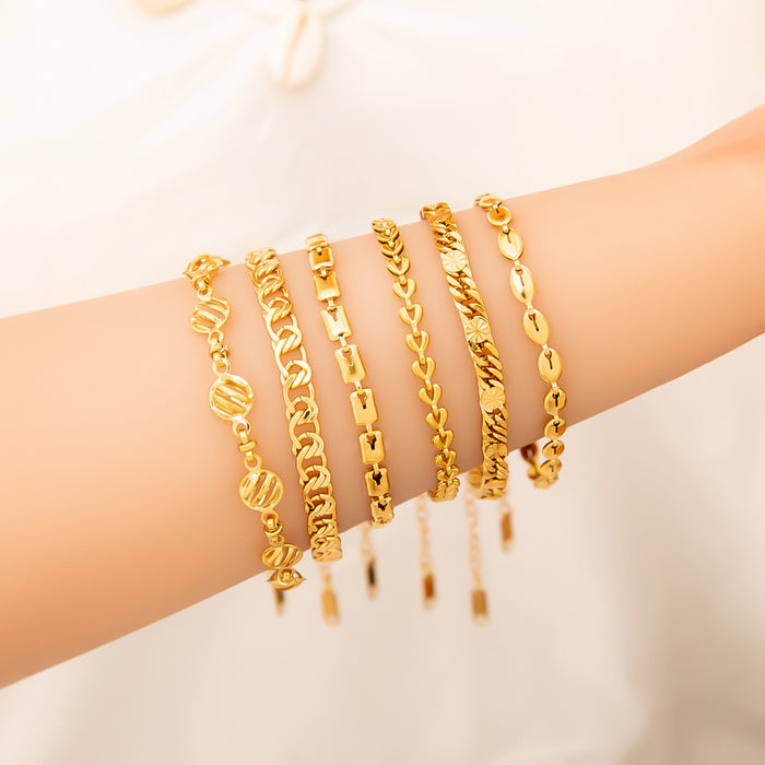 Wholesale Stainless steel bracelet elegant heart Cuban chain metal bracelet three-dimensional hollow round bracelet