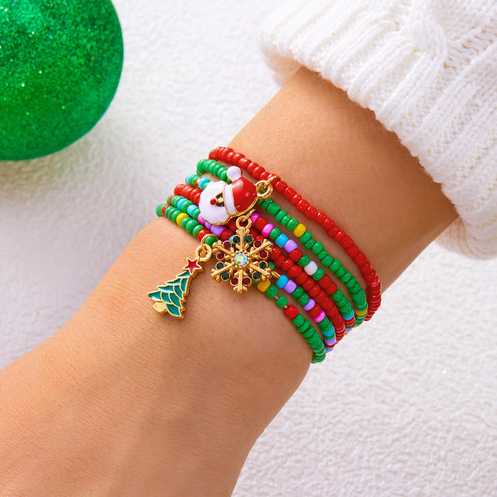 Wholesale Christmas atmosphere bracelet for women Christmas tree gift box letter soft clay elastic beaded stacking bracelet
