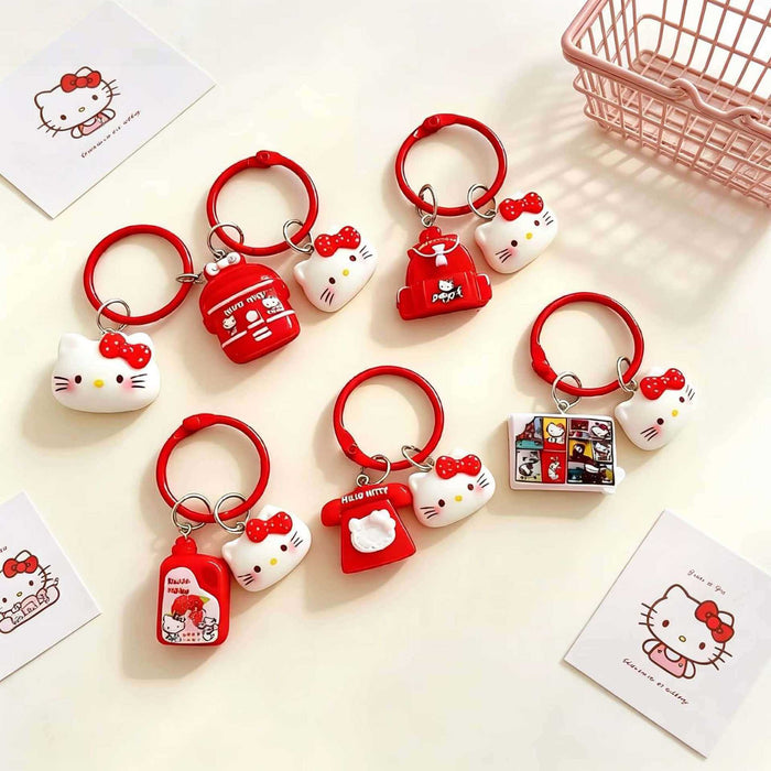 Wholesale Resin Cartoon Cat Bell Keychain Girly Bag Charm Decorative Accessory Gift For Friend