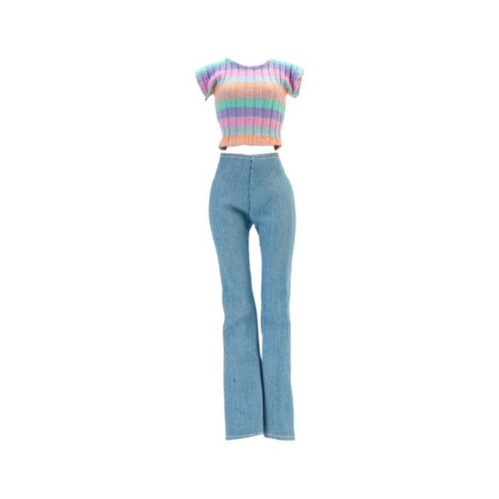 Wholesale doll versatile  travel variety of striped shirt jeans toy accessories