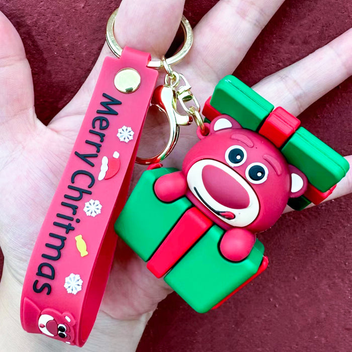 Wholesale Christmas Cartoon Doll Silicone Keychain JDC-KC-HongSheng015