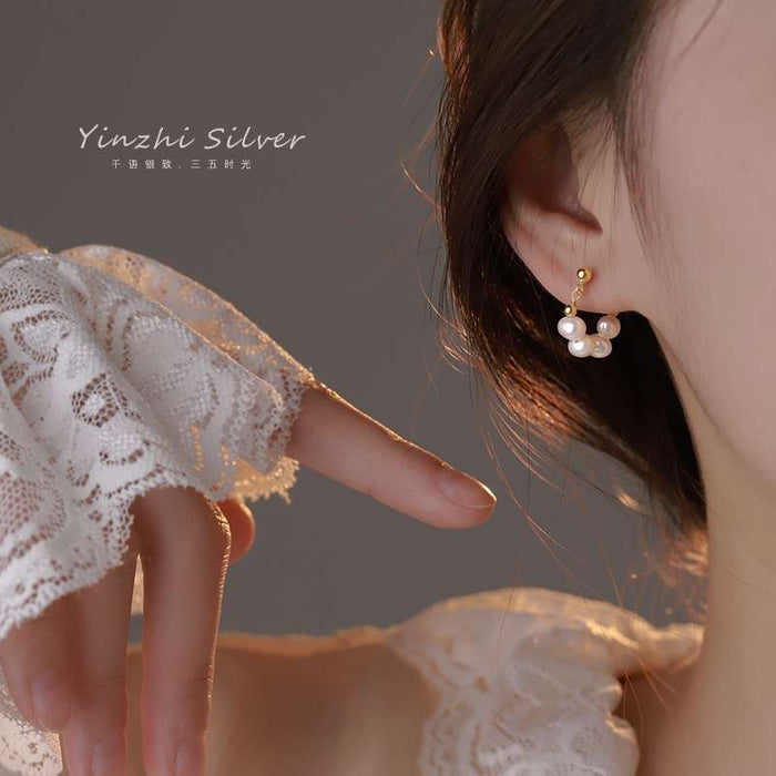 Wholesale Pure silver pearl earrings, niche earrings, light luxury high-end earrings