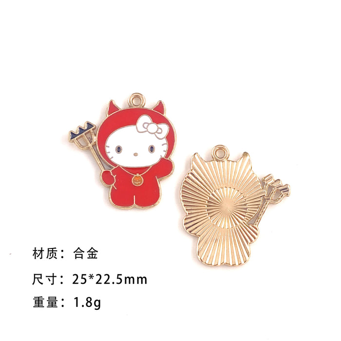 Wholesale 10pcs Cute personality cat cartoon collection alloy oil drop earrings pendant keychain pendant jewelry accessories