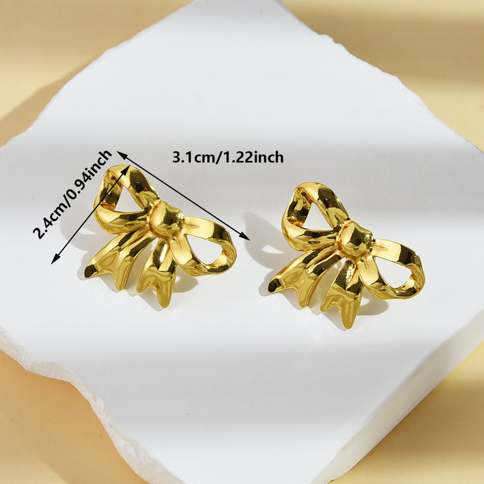 Wholesale Stainless steel bow new earring design trend versatile titanium steel temperament earrings wholesale
