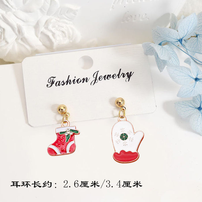 Wholesale Alloy Christmas Earrings Santa Reindeer Bell Pendant Boutique Resale MOQ≥2
