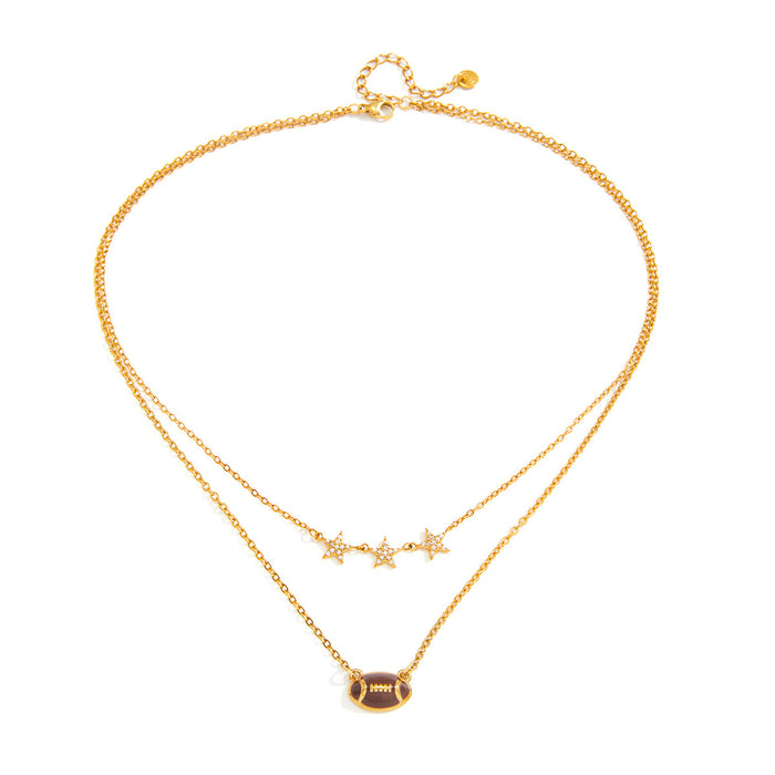 Wholesale Stainless Steel Oil-Drip Rugby Luxury Niche Necklace