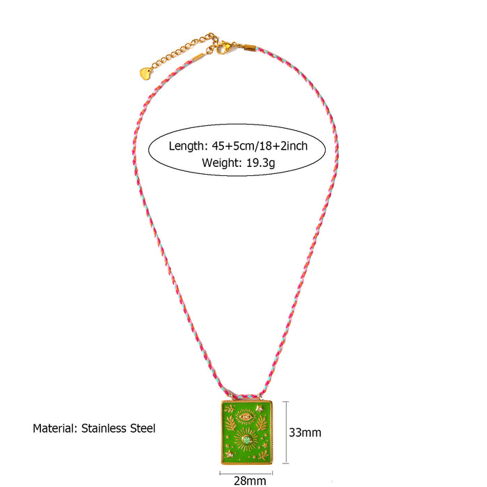 Wholesale Wholesale of Artistic Stainless Steel Colorful Dripping Oil Dafang Brand Cotton Rope Necklace