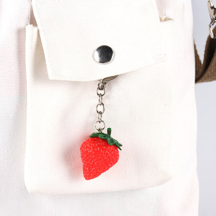 Wholesale Lovable PVC Strawberry Keychain Bag Charm Creative Simulated Fruit Keyring Trendy Car Key Accessory Boutique Gift