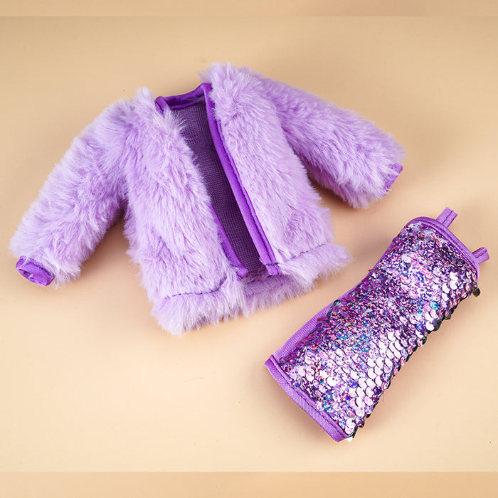 Wholesale Fur plush vest coat skirt suit dress doll clothes