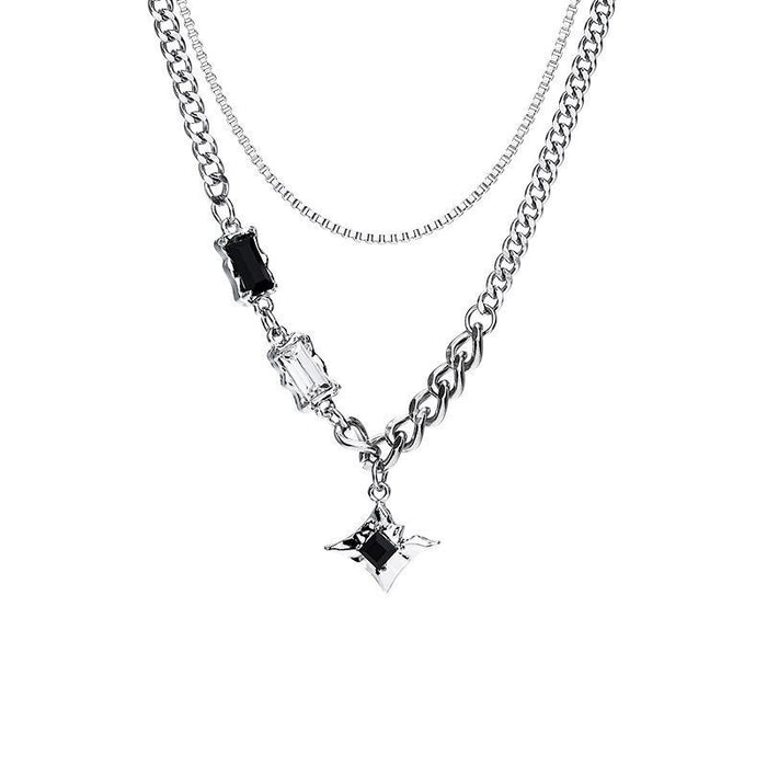 Wholesale Double layer necklace men's sweater chain light luxury design men's and women's clavicle chain