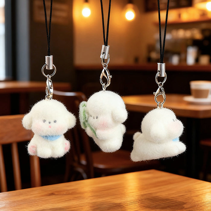 Wholesale 3D Flocked Resin Dog Keychain