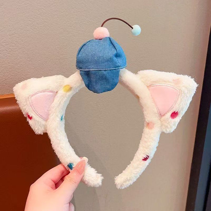 Wholesale Cute Plush Cat Ear Headband Face-Washing Hairband  for Women