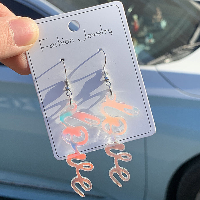 Wholesale Valentine' s Day Earrings Series English Letters Acrylic Romantic Love Colorful Earrings