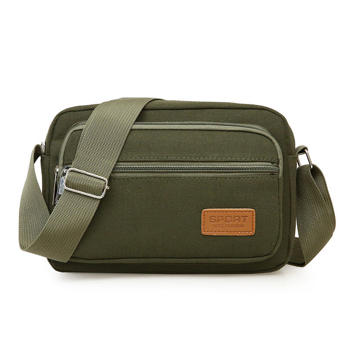 Wholesale Canvas men's bag, middle-aged and elderly backpack, large capacity multi-layer travel, simple and casual street vendor bag, men's single shoulder crossbody bag