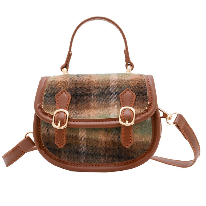 Wholesale Pu Contrast Color Versatile Casual Plaid Handbag Coin Shoulder Small Satchel JDC-SD-YuanDuo064