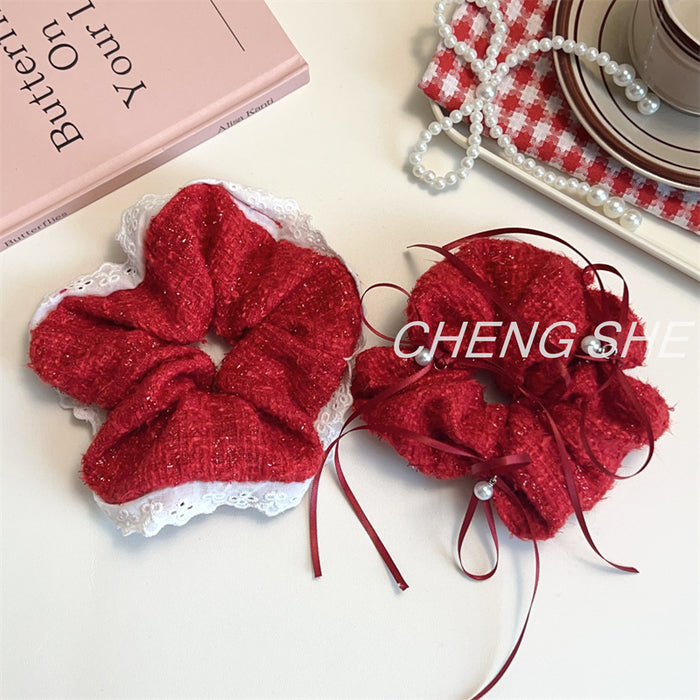 Wholesale Red Wool Large Hair Ring Hair Rope Hair Rope Large Size Hair Accessories