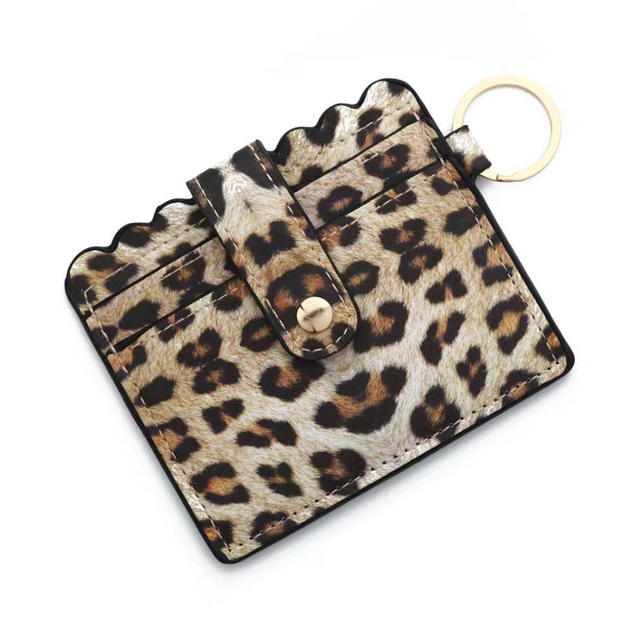 Wholesale Leopard Print Cow Print Plaid PU Leather Card Holder Keychain JDC-KC-HTong001