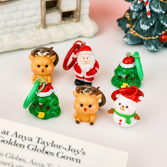 Wholesale Christmas Resin Keychain Christmas Desktop Decorative Ornaments Hanging Bag Keychain