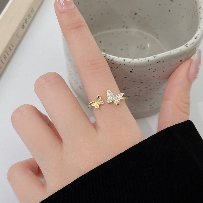 Wholesale Butterfly opening ring, light luxury, high-end, niche design, versatile ring