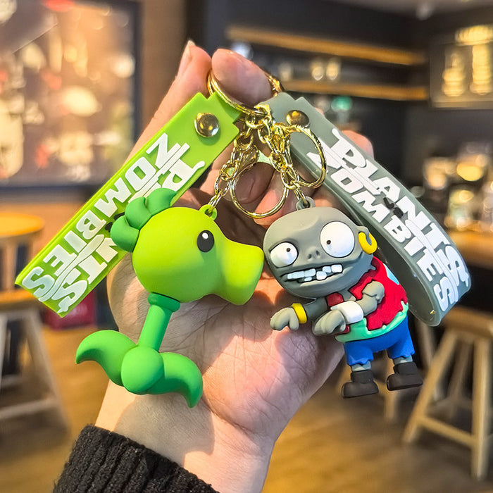 Wholesale Silicone Plant and Zombie Keychain Cute Gift for Kids