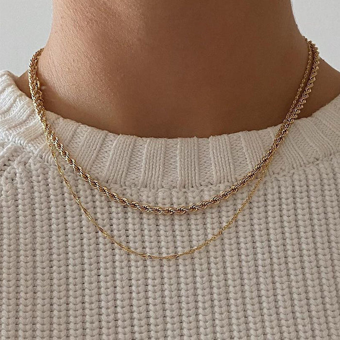 Wholesale Minimalist alloy double-layer necklace with personalized hip-hop multi-layer necklace for accessories