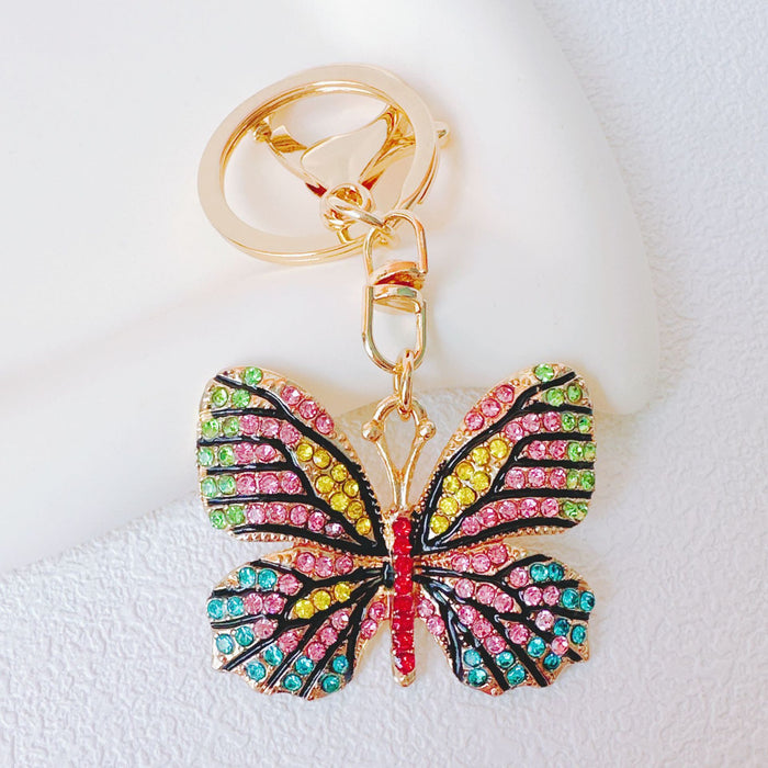 Wholesale Rhinestone Painted Colorful Butterfly Zinc Alloy Keychain JDC-KC-ZhanLun007