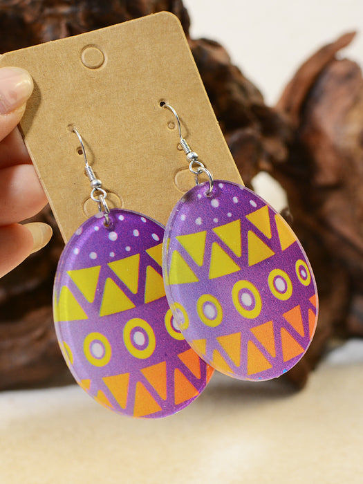 Wholesale Easter Egg Graffiti Painted Acrylic Earrings JDC-ES-ChenC011