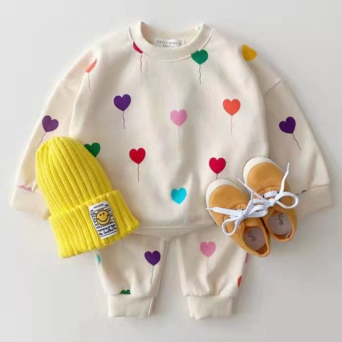 Wholesale Love Print Sweatshirt Baby Two Piece Set JDC-BC-WeiNiS001