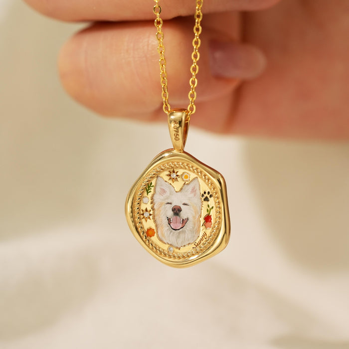 Wholesale Simple and cute cat and dog pattern photo album pendant necklace