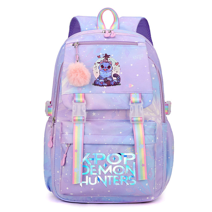 Wholesale Cartoon-themed printed student backpack rainbow double-shoulder bag