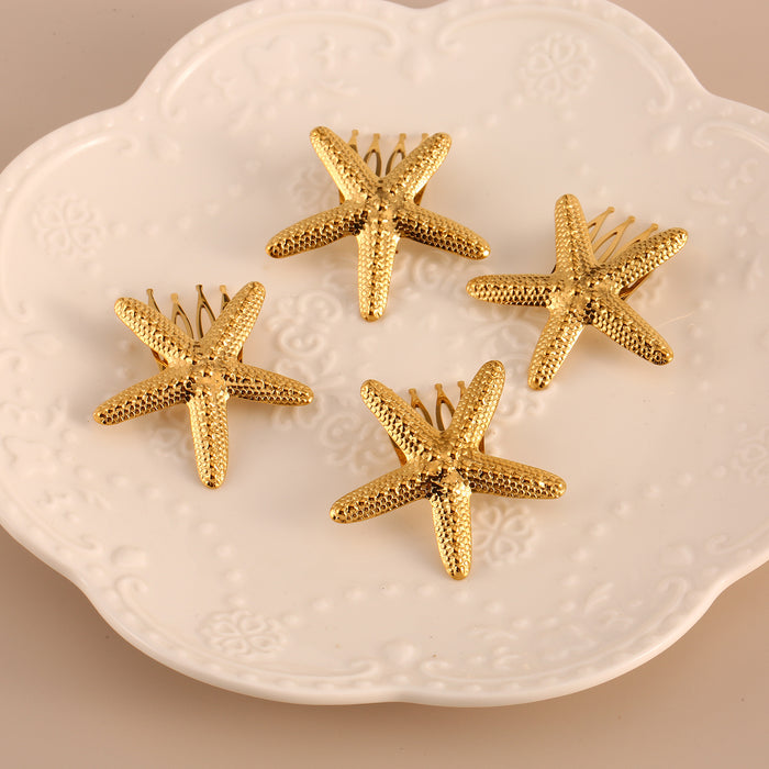 Wholesale Fashionable stainless steel starfish hair clip with bangs and high-end edge clip, exaggerated hair accessories, broken hair clip at the back of the head, wholesale