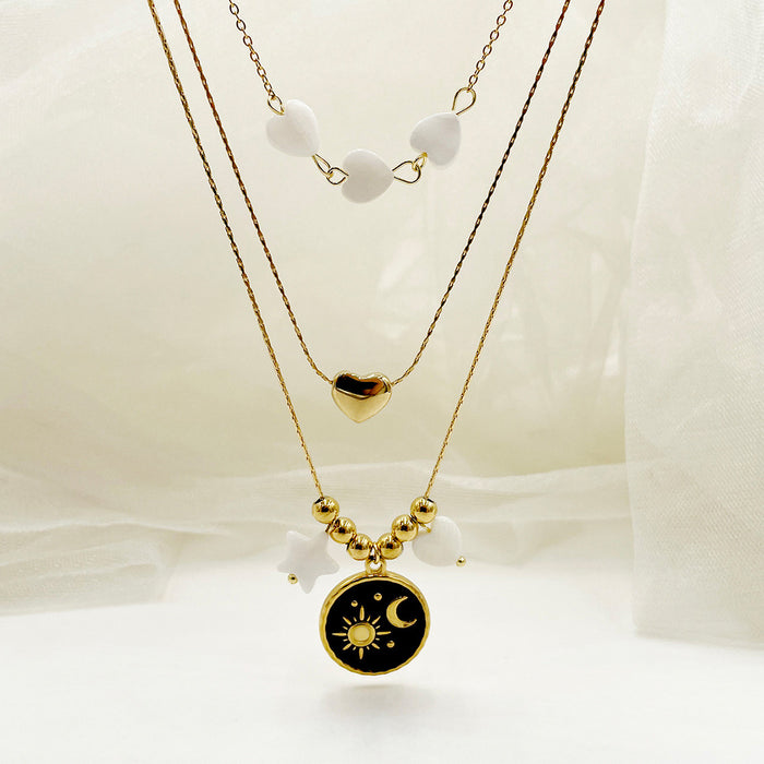 Wholesale Stainless Steel Star Moon Clavicle Necklace JDC-NE-Jinyue006